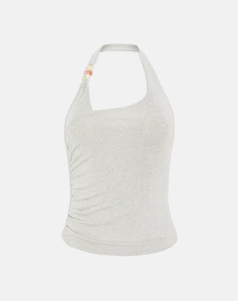 Anari Top in Shimmer Knit Light Grey