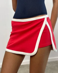 Andeci Sport Skort in Red with White Binding