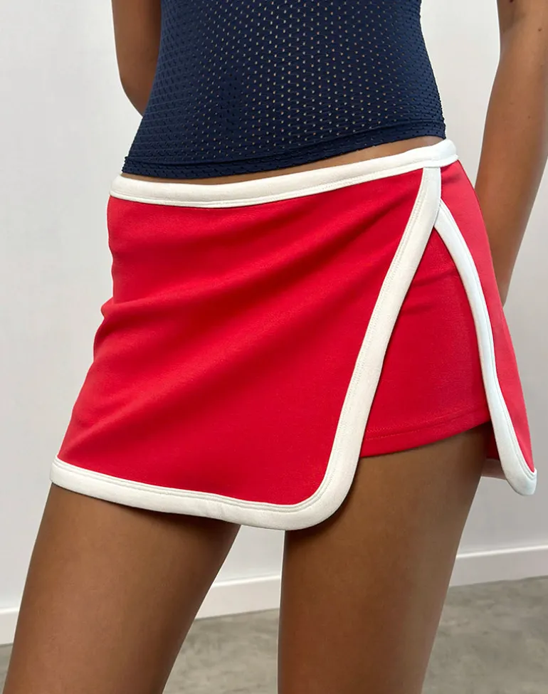 Andeci Sport Skort in Red with White Binding