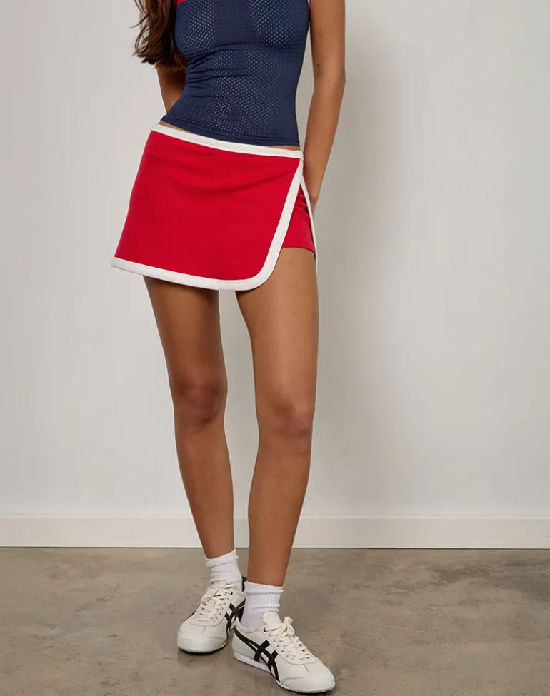 Andeci Sport Skort in Red with White Binding