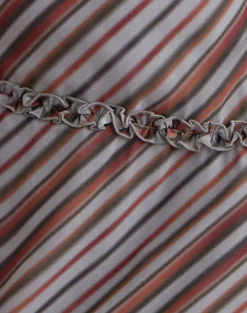 Angie Maxi Dress in Chiffon Grey and Maroon Diagonal Stripe