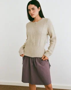 Anitra Cardigan in Cable Knit Beige