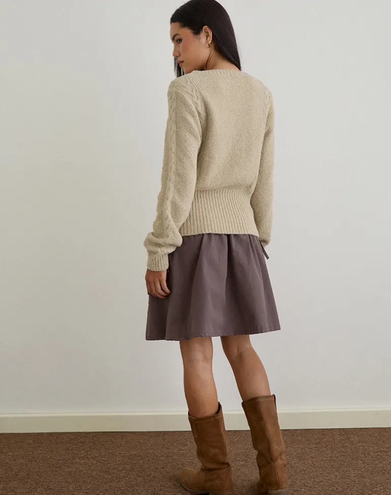 Anitra Cardigan in Cable Knit Beige