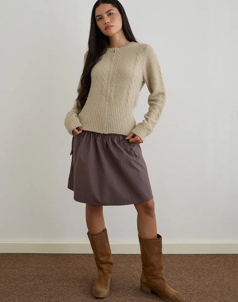 Anitra Cardigan in Cable Knit Beige