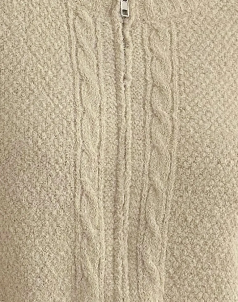 Anitra Cardigan in Cable Knit Beige