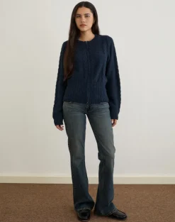 Anitra Cardigan in Cable Knit Navy