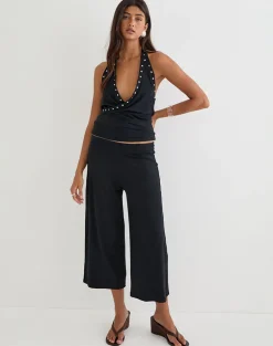 Ano Capri Trousers in Rayon Jersey Black