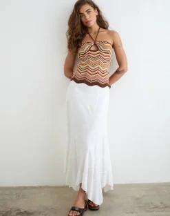 Anona Halter Top in Green Multi Stripe
