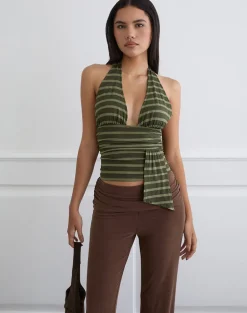 Aprilla Top in Wide Stripe Green