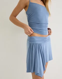 Arah Mini Skirt in Cupro Dusty Blue
