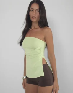 Aravie Ruched Bandeau Top in Pistachio