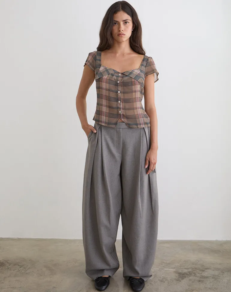 Arden Tie Waist Trouser in Tailoring Grey