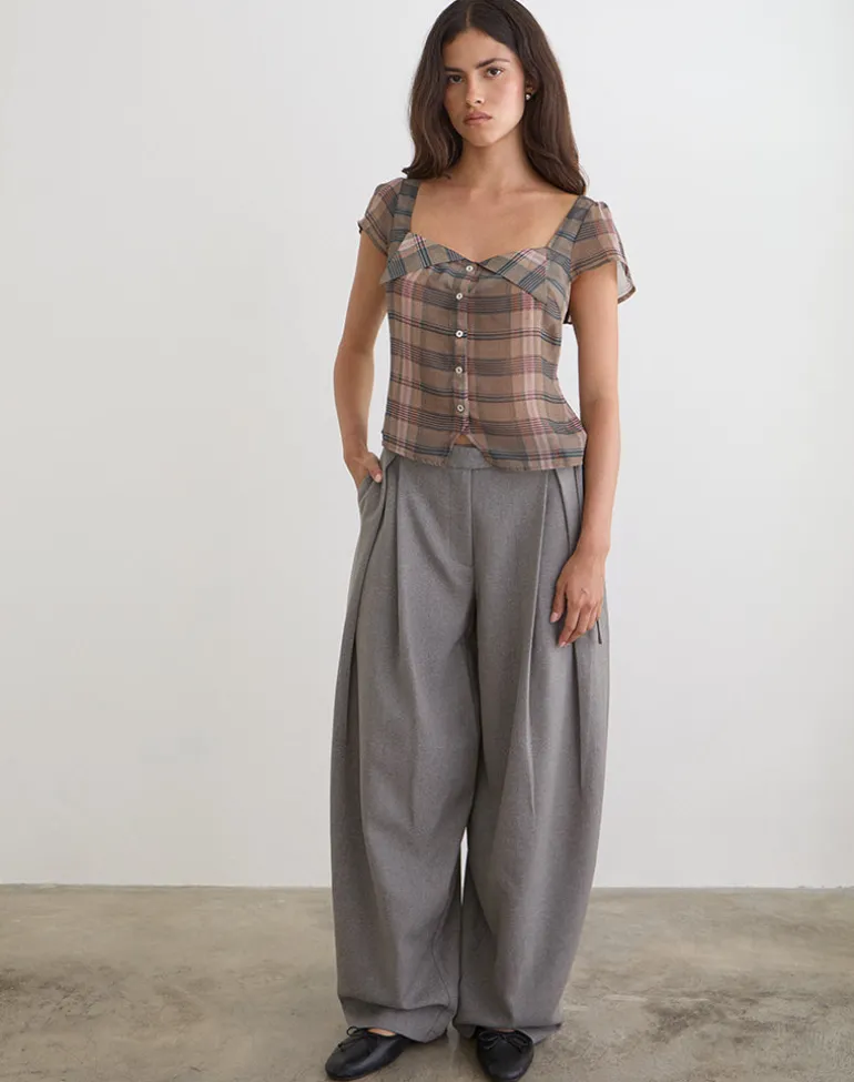 Arden Tie Waist Trouser in Tailoring Grey