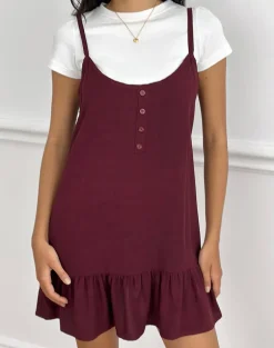 Arige Mini Dress in Maroon