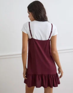 Arige Mini Dress in Maroon
