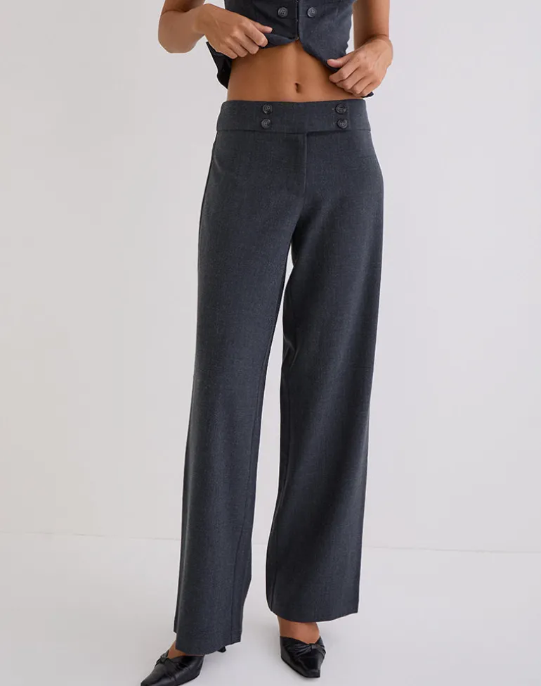 Arisyo Wide Leg Trouser in Tailoring Grey Blue