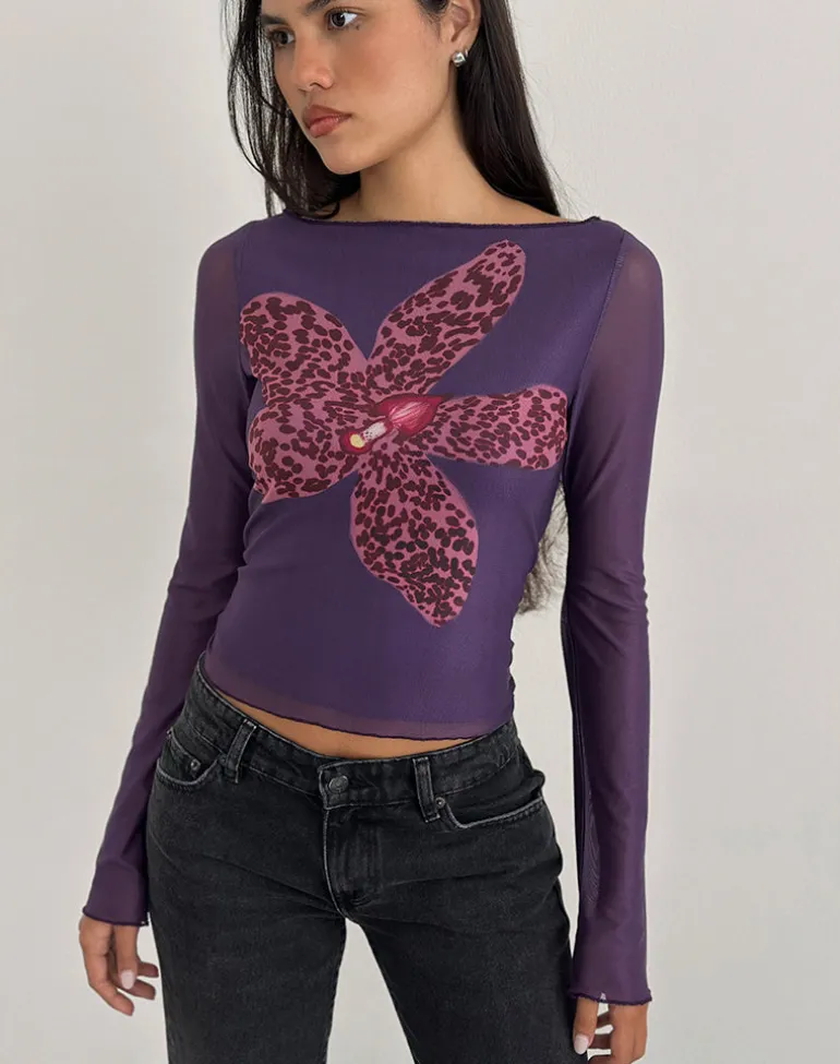 Armali Long Sleeve Top in Vibrant Orchid Purple