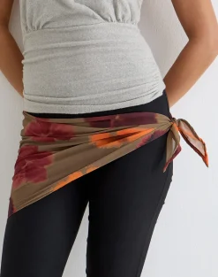 Arpi Square Scarf in Chiffon Petals Script Olive