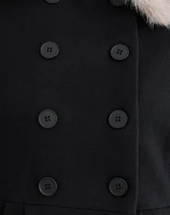 Arsil Double Breasted Coat in Black Wool