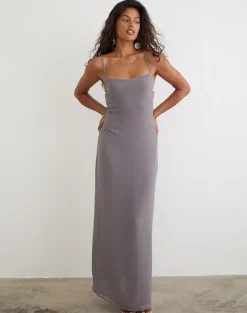 Arunima Maxi Dress in Chiffon Lilac Grey