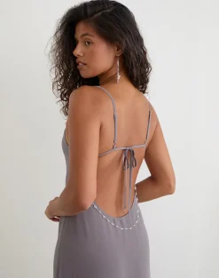 Arunima Maxi Dress in Chiffon Lilac Grey