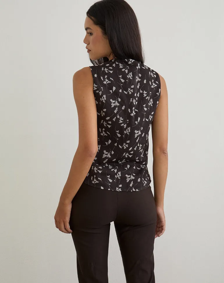 Asali Top in Flower Chiffon Brown