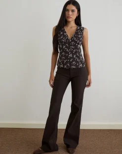 Asali Top in Flower Chiffon Brown