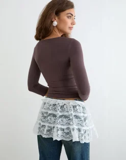 Asa Wrap Belt Skirt in Lace White