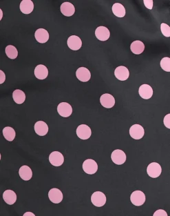 Asena Top in Black Satin Scattered with Pink Polka