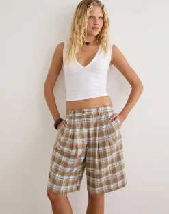 Ashara Short in Tailoring Check Brown