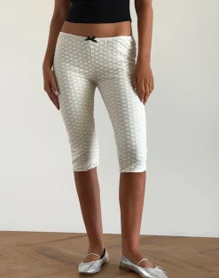 Asih Capri Trousers in Ivory Heart Lace