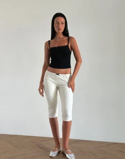 Asih Capri Trousers in Ivory Heart Lace