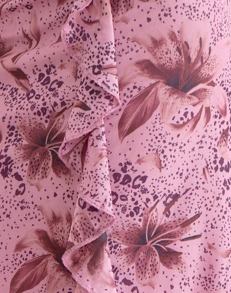 Asiki Midi Skirt in Mesh Animal Lily Mauve