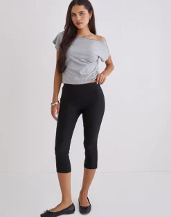 Asla Cropped Capri Trouser in Stretch Tailoring Black