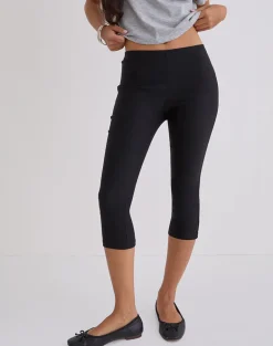 Asla Cropped Capri Trouser in Stretch Tailoring Black