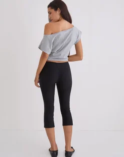 Asla Cropped Capri Trouser in Stretch Tailoring Black