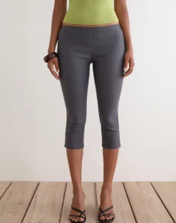 Asla Cropped Capri Trouser in Stretch Tailoring Charcoal