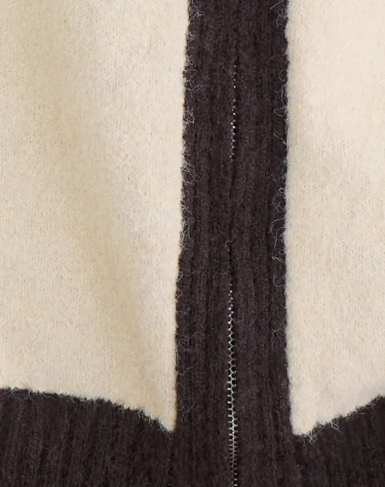 Asrar Jumper in Knit Cream and Brown