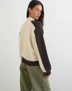 Asrar Jumper in Knit Cream and Brown