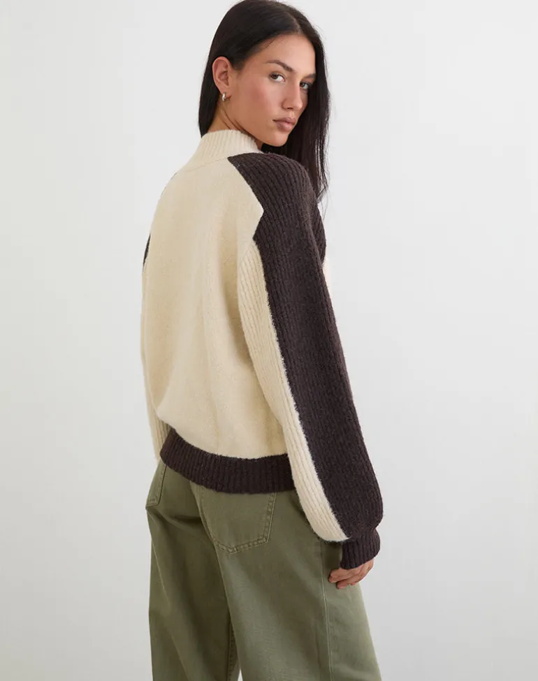 Asrar Jumper in Knit Cream and Brown