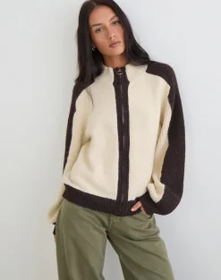 Asrar Jumper in Knit Cream and Brown