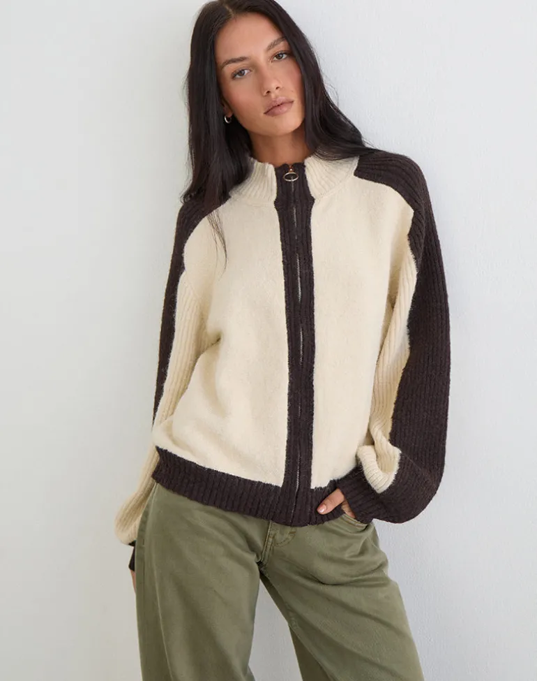 Asrar Jumper in Knit Cream and Brown