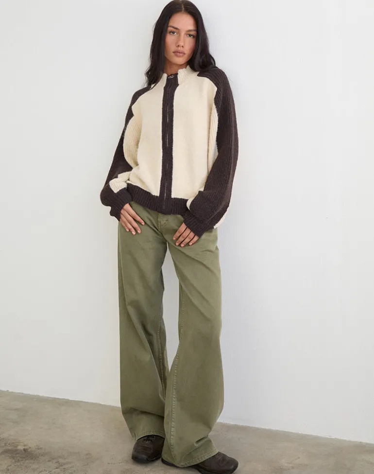 Asrar Jumper in Knit Cream and Brown
