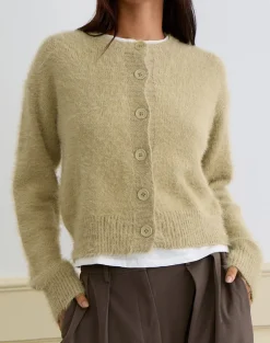 Audrina Cardigan in Fluffy Knit Sage
