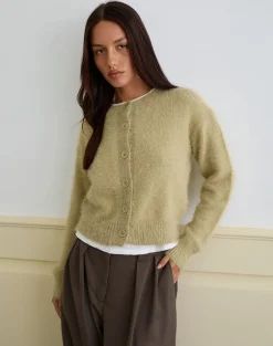 Audrina Cardigan in Fluffy Knit Sage