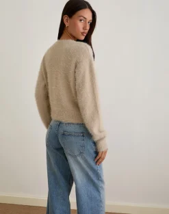 Audrina Cardigan in Fluffy Knit Beige