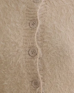 Audrina Cardigan in Fluffy Knit Beige