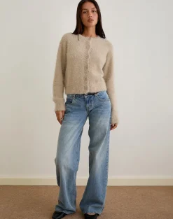Audrina Cardigan in Fluffy Knit Beige