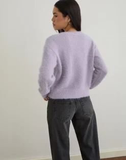 Audrina Cardigan in Fluffy Knit Dusty Lilac