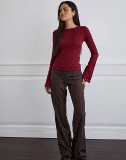 Aven Asymmetric Top in Textured Knit Red